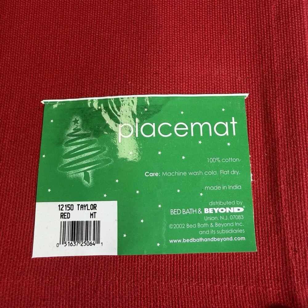 Bed Bath and Beyond Set of 9 Cotton Taylor Red Placemats Holiday 20